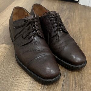 Salvatore Ferragamo Studio Dark Brown Pebble Grain Leather Oxfords